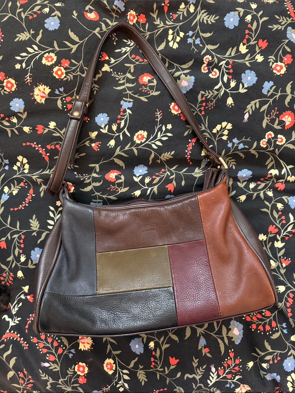 Patchwork Leather Shoulder Bag Brown Multi